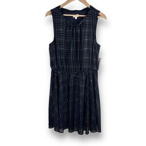 Maison Jules Womens Black‎ Gold Polka Dots Sleeveless Lined Mini Dress Size XL